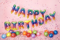 Preview: Folienballon Schriftzug - Happy Birthday, Regenbogenfarben - 340cm x 35cm